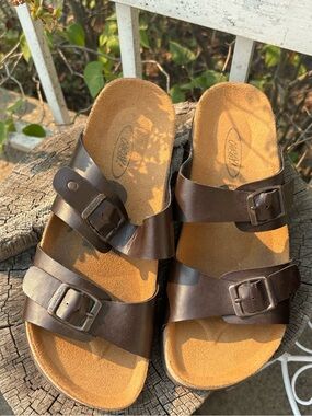 Ladies Caray Sandals Brown Leather
